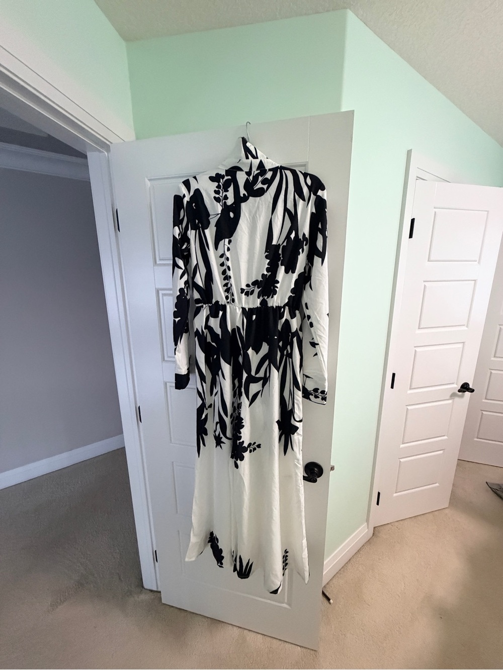 Black & White Floral Long Sleeve Jumpsuit